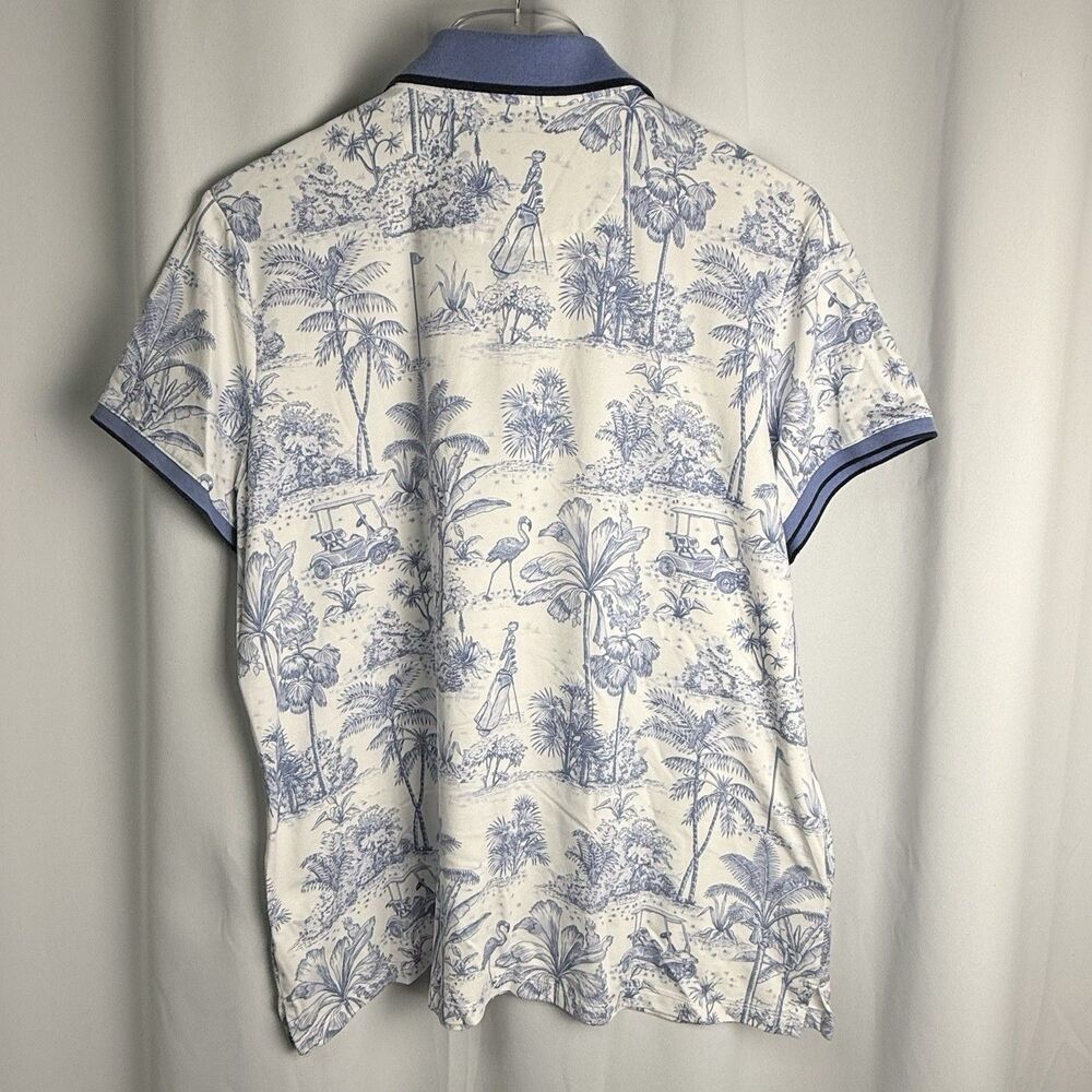 Walter Hagen Blue & White Tropical Print Clubhouse Polo Golf Shirt Sz XL - Picture 5 of 6
